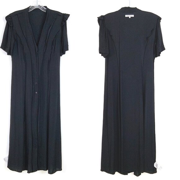 REFORMATION Wilde Puff-Sleeve Button-Front Midi Dress Goth Witchy Sz 8 - Picture 14 of 16